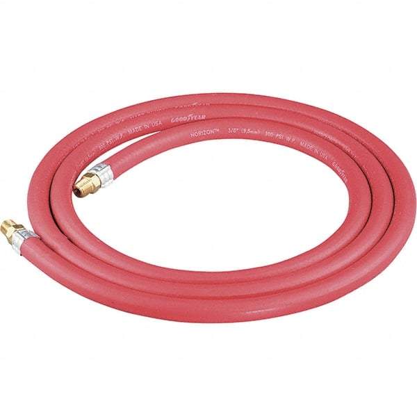 Dynabrade - 3/8" ID x 11/16" OD 8' Long Hose - Male/Male Ends, 90 Working psi, 1/4" Fitting, Red - Eagle Tool & Supply