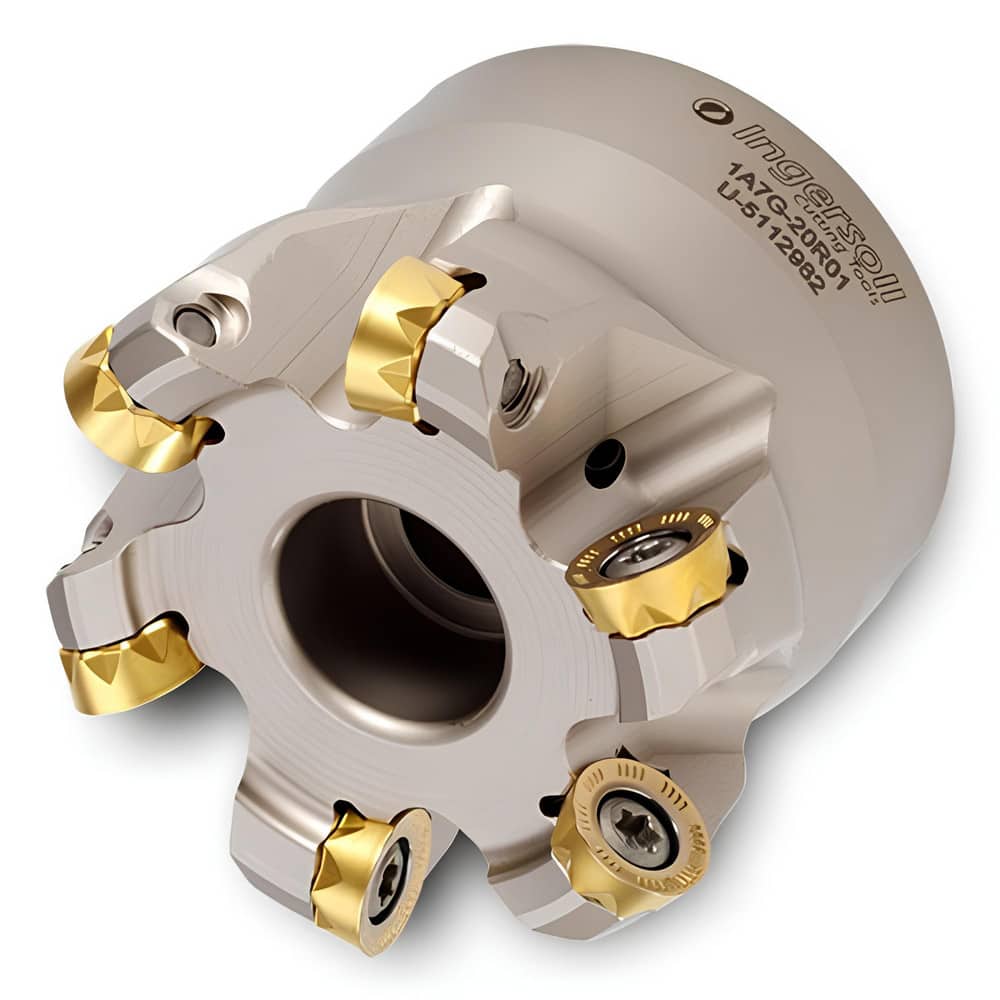 Indexable Copy Face Mills; Maximum Depth Of Cut: 5.00 mm; Compatible Insert Size Code: RJ..1004; Arbor Hole Diameter (mm): 22.00; Maximum Ramping Angle: 5 ™; Overall Height (mm): 50.00 mm; Series: 1A7G; Number of Cutter Inserts: 6; Cutter Style: 1A7G; Ke