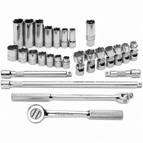 SK - 3/8" Drive Standard Deep Socket Set - 3/8 to 3/4", Inch Measurement Standard - Eagle Tool & Supply