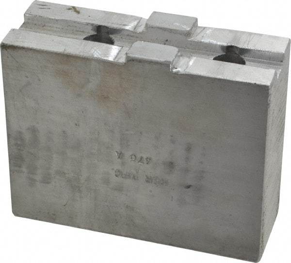 H & R Manufacturing - Tongue & Groove Attachment, Square Soft Lathe Chuck Jaw - Aluminum, 2.12" Btw Mount Hole Ctrs, 4-1/4" Long x 1-1/2" Wide x 3-3/8" High, 1/2" Groove - Eagle Tool & Supply