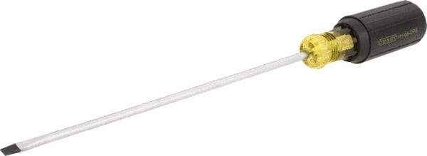 Stanley - 3/16" Blade Width, 11-3/4" OAL Cabinet Slotted Screwdriver - 8" Blade Length, Round Shank, Acetate with Rubber Grip Handle - Eagle Tool & Supply