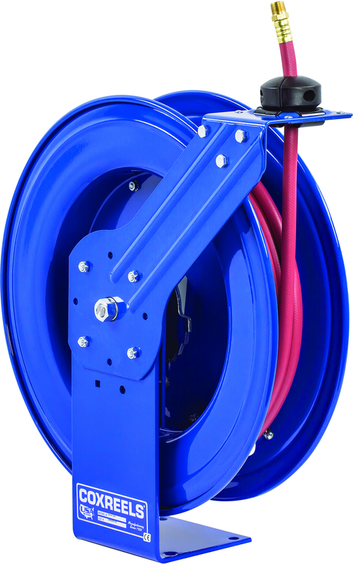 #SH-N-375 For 3/8" x 75' Hose Low Pressure Spring Rewind Hose Reel with Super Hub w/ Hose - Eagle Tool & Supply
