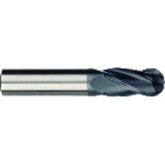 1 x 1 x 1-1/2 x 4 OAL 4 Flute Ball Nose Carbide End Mill - Round Shank-AlCrN Coated - Eagle Tool & Supply