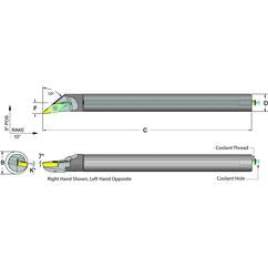 .500 Shank Coolant Thru Boring Bar- -50° Lead Angle for VCMT 221 Style Inserts - Eagle Tool & Supply