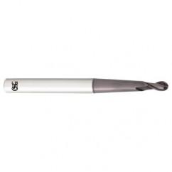 1mm Dia. - 80mm OAL - Carbide - Ball End HP End Mill-2 FL - Eagle Tool & Supply
