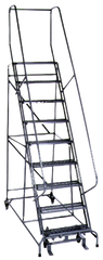 Model 1000; 9 Steps; 32 x 65'' Base Size - Steel Mobile Platform Ladder - Eagle Tool & Supply
