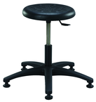 Round Polyurethane Stool - Standard Glides, 14" Soft Black Poly Seat, Pneumatic Hgt Adj, Black ABS Five Star Base, Desk Hgt 16.5"-21.5" - Eagle Tool & Supply