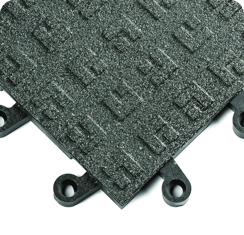 ErgoDeck Heavy Duty Tiles Solid with GritShield 18" x 18" x 7/8" Thick - Black - Eagle Tool & Supply