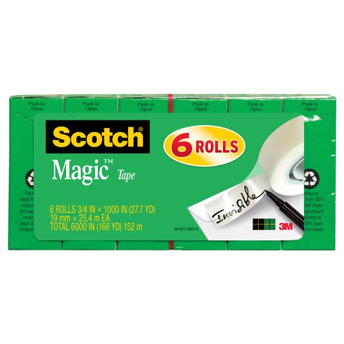 Scotch Magic Tape 810K6 6 rolls of 3/4″ × 1000″ - Eagle Tool & Supply