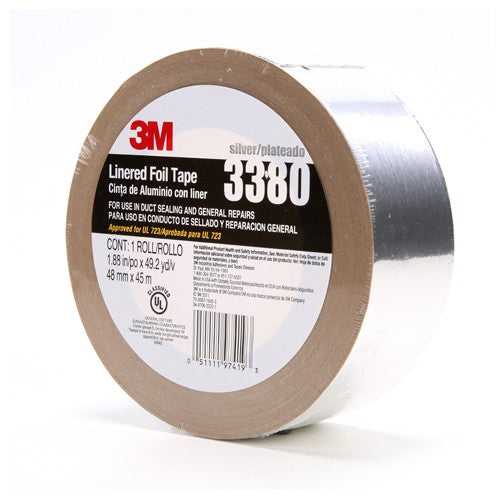 3M Aluminum Foil Tape 3380 Silver 48 mm × 45 m 3.25 mil - Eagle Tool & Supply