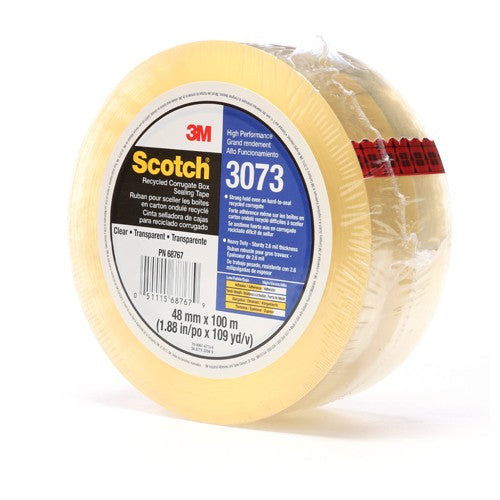 Scotch Recycled Corrugate Box Sealing Tape 3073 Clear 48 mm × 100 m - Eagle Tool & Supply