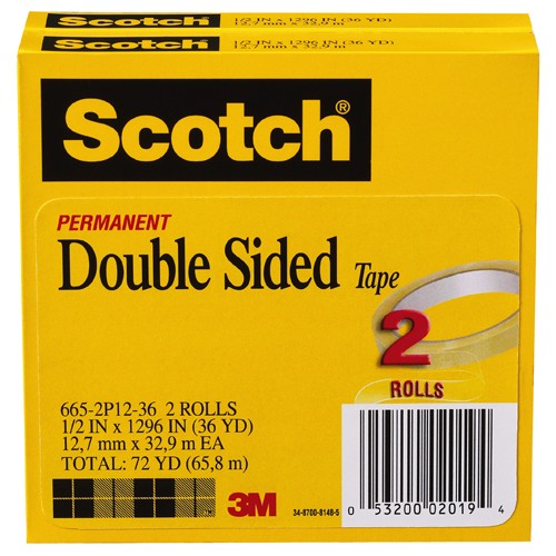 Scotch Double Sided Tape 665-2P12-36 1/2″ × 1296″ 2 pk - Eagle Tool & Supply