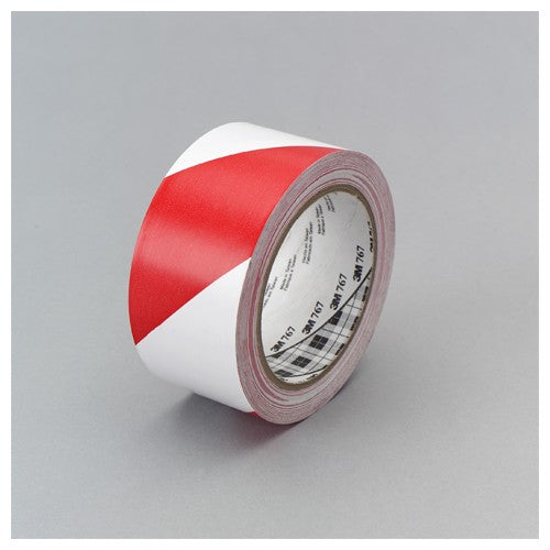 3M Safety Stripe Vinyl Tape 767 Red/White 2″ × 36 yd 5 mil Individually Wrapped Conveniently Packaged - Eagle Tool & Supply