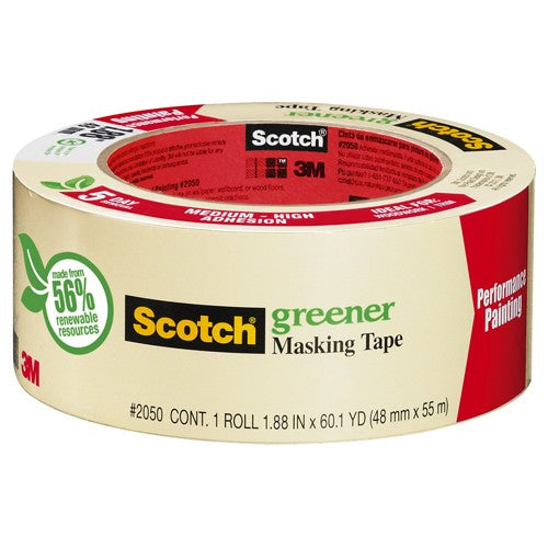 Scotch Greener Masking Tape for Performance Painting 2050-72A 2.82″ × 60.1 yd (72 mm × 55 m) - Eagle Tool & Supply