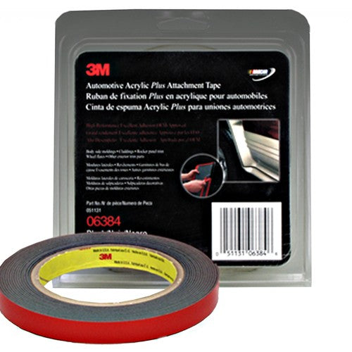 3M Automotive Acrylic Plus Attachment Tape 06384 Black 1.12 mm 1/2″ × 5 yd - Eagle Tool & Supply