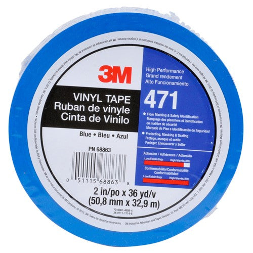 3M Vinyl Tape 471 Blue PN36409 3/4″ × 36 yd 48 individually wrapped rolls per case Conveniently Packaged - Eagle Tool & Supply