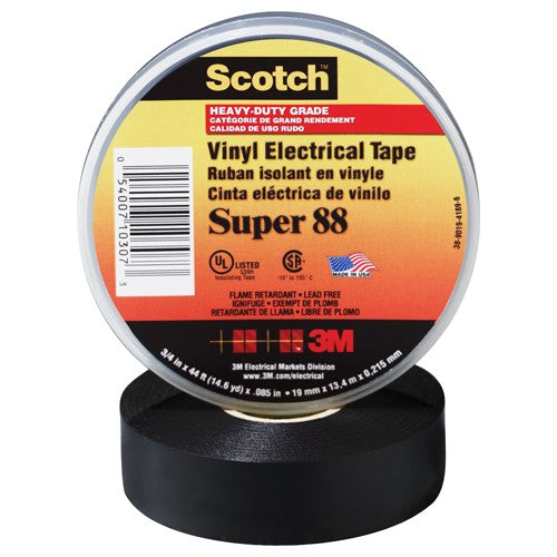 Scotch Vinyl Electrical Tape Super 88 3/4″ × 36 yd Black - Eagle Tool & Supply