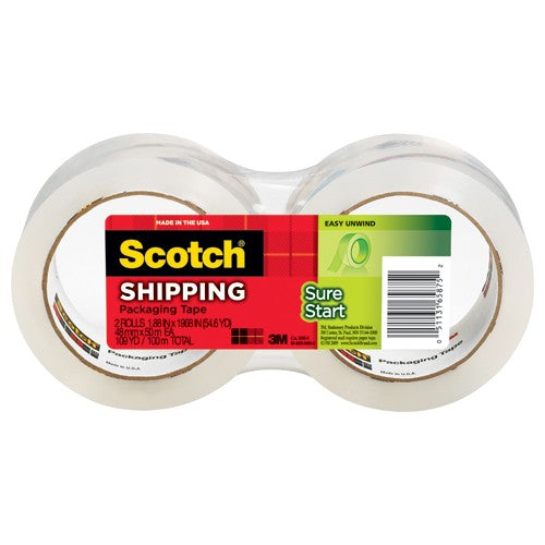 Scotch Sure Start Shipping Packaging Tape 3450-2 1.88″ × 54.6 yd (48 mm × 50 m) - Eagle Tool & Supply
