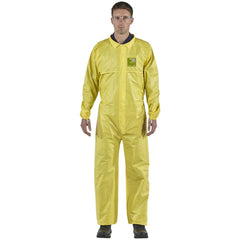 Disposable Coveralls: Size 5X-Large, 0.5216 oz, Polyethylene on Bicomponent & Polypropylene/Polyethylene Non-Woven, 2-Way Zipper with Storm Flap Closure