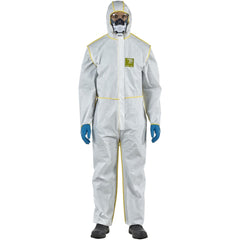 Disposable Coveralls: Size Large, 0.5469 oz, Microporous Polyethylene Laminate Non-Woven & Polypropylene Non-Woven, 2-Way Zipper with Storm Flap Closure