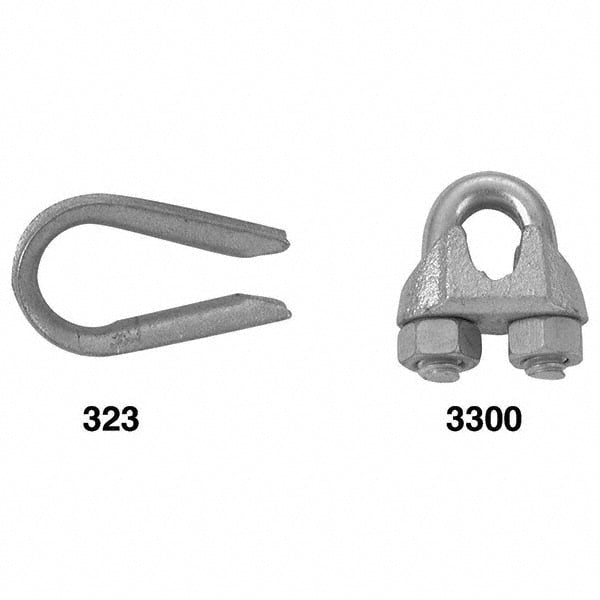 Wire Rope Thimble Clip: 5/16" Rope Dia, Stainless Steel