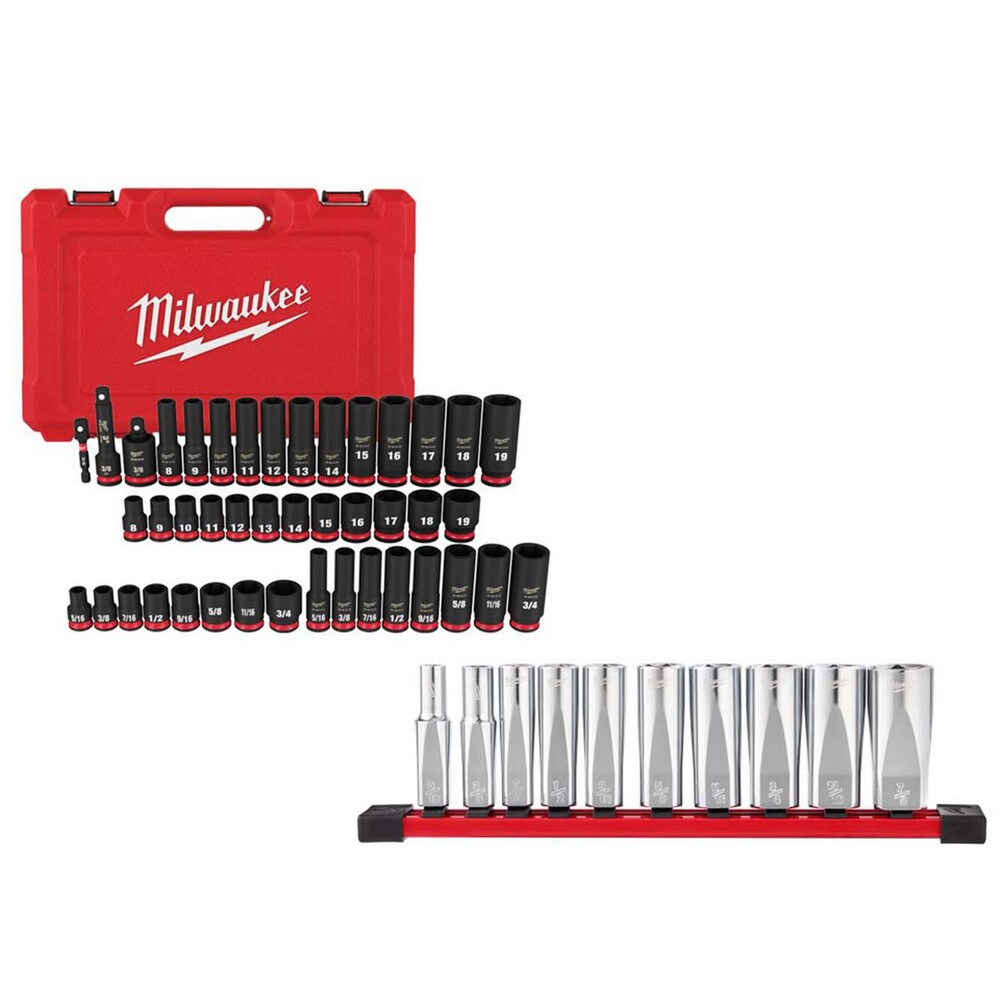 Deep Socket Set: 53 Pc, 5/16 to 3/4" Socket