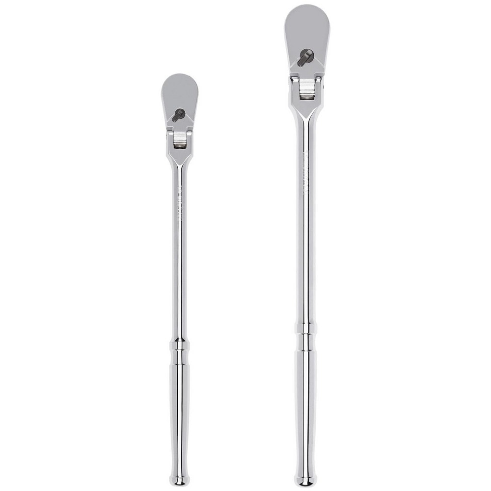 Ratchet Sets; Drive Size: 1/2 in, 3/8 in; Overall Length (Inch): 12, 14; Head Shape: Pear; Head Features: Compact; Head Style: Flexible; Material: Steel; Handle Type: Compact; Finish: Full-Polished