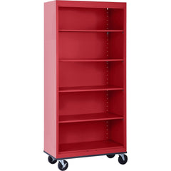 Bookcases; Overall Height: 78 in; Overall Width: 36; Overall Depth: 18; Material: Steel; Color: Textured Red; Shelf Weight Capacity: 200; Mobility: Yes; Modular: No