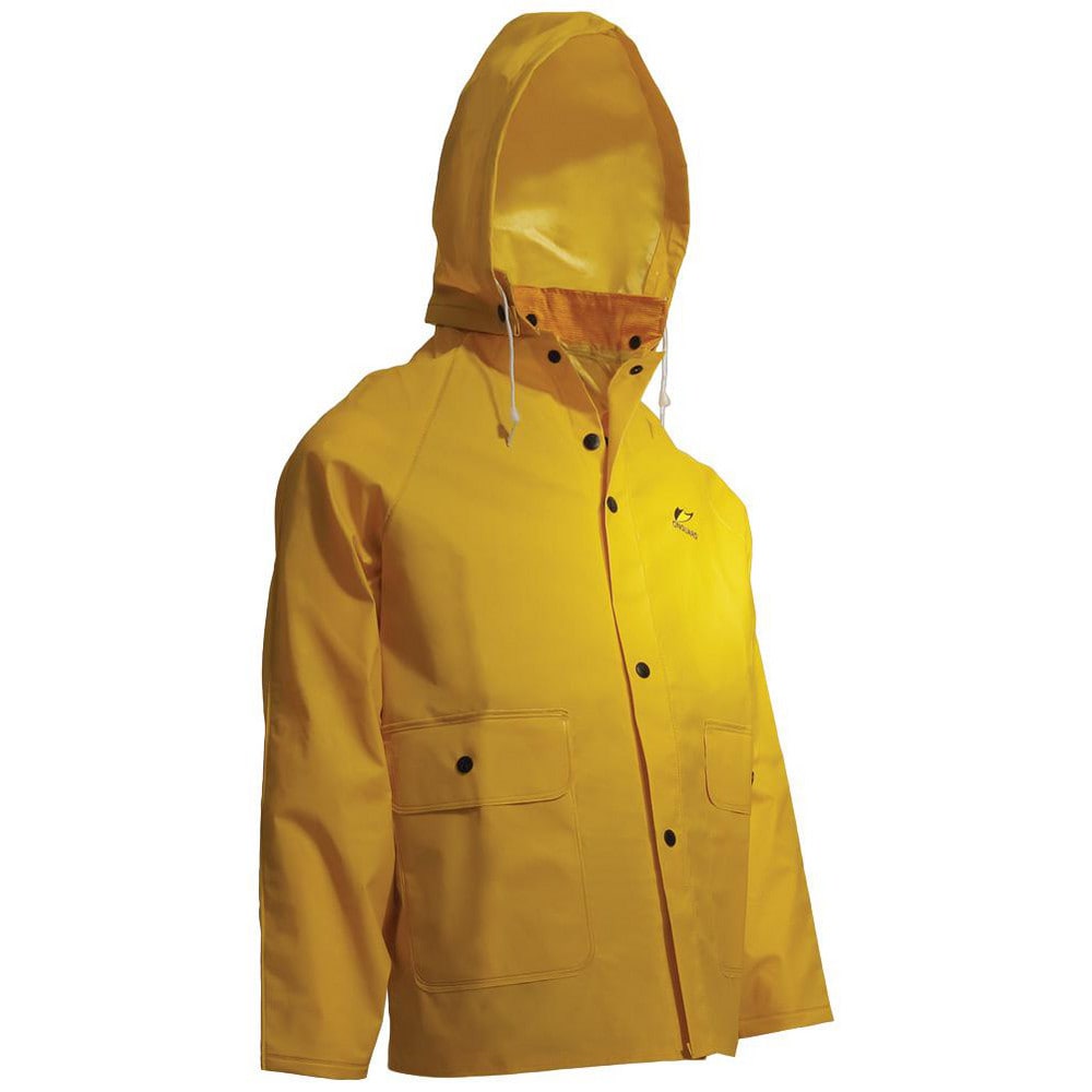 Rain Jacket:  Size Large,  0,  Yellow,  Polyester & PVC