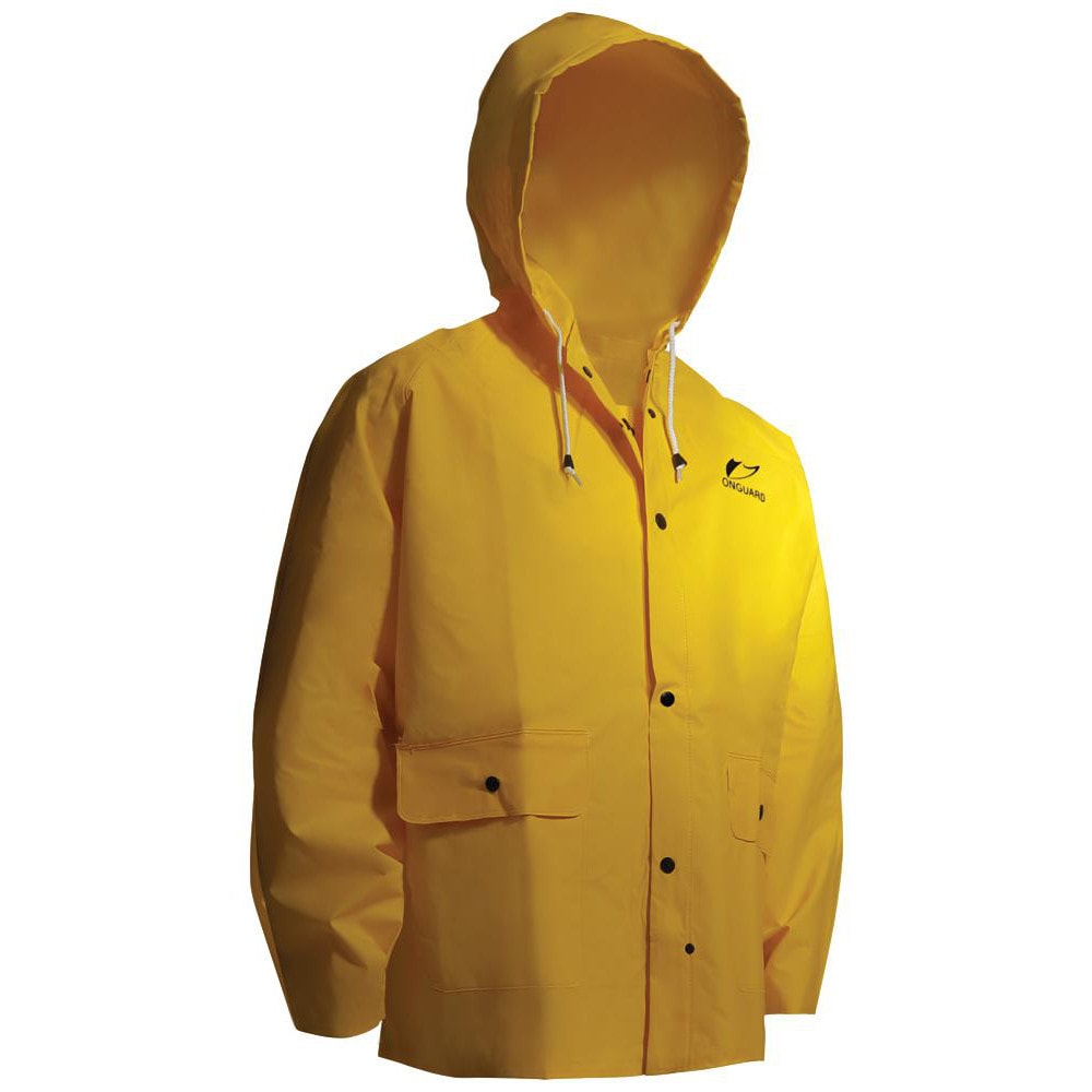 Rain Jacket:  Size 5X-Large,  ASTM D6413,  Yellow,  Nylon & PVC