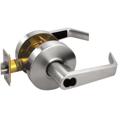 Lever Locksets; Lockset Type: Classroom; Key Type: Keyed Different; Back Set: 2-3/4; Cylinder Type: Less Core; Material: Metal; Door Thickness: 1-3/8 to 1/3-4; Finish: Satin Chrome