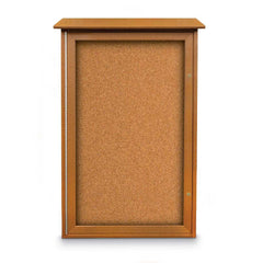 Enclosed Cork Bulletin Board: 42" Wide, 26" High, Cork, Natural Tan