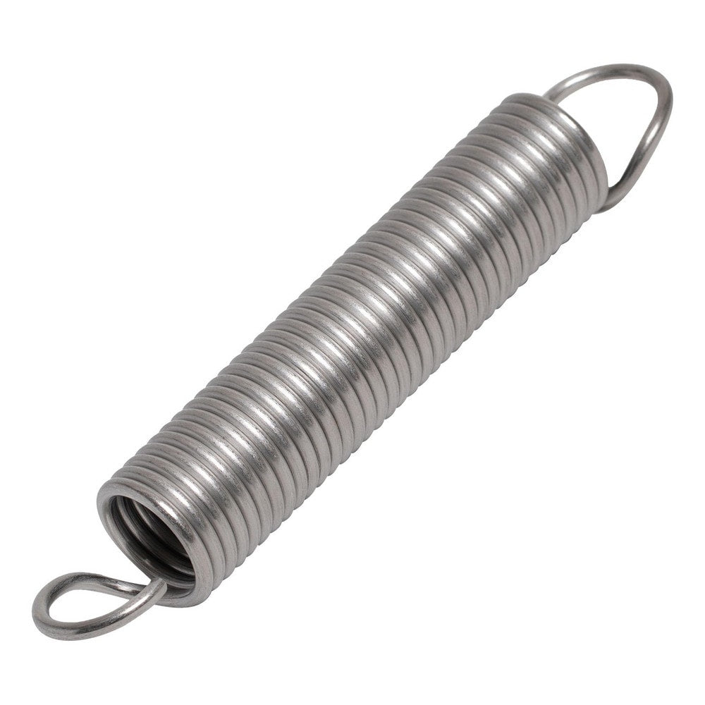 Extension Springs; End Type: Full Twist Loop; Outside Diameter (mm): 17.0000; Spring Rate: 0.5000; Material: Stainless Steel; Overall Length (Decimal Inch): 11.7160