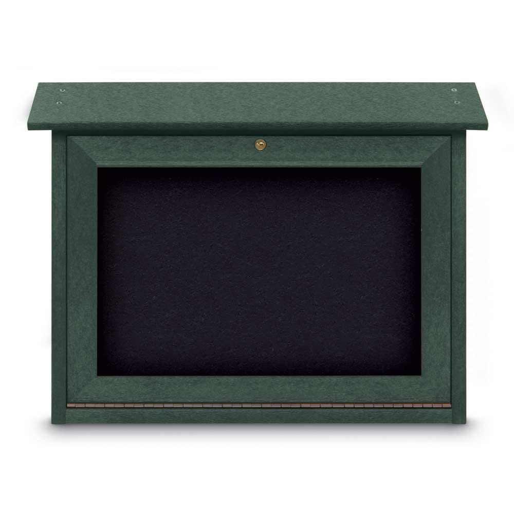 Enclosed Recycled Rubber Bulletin Board: 24" Wide, 18" High, Rubber, Black