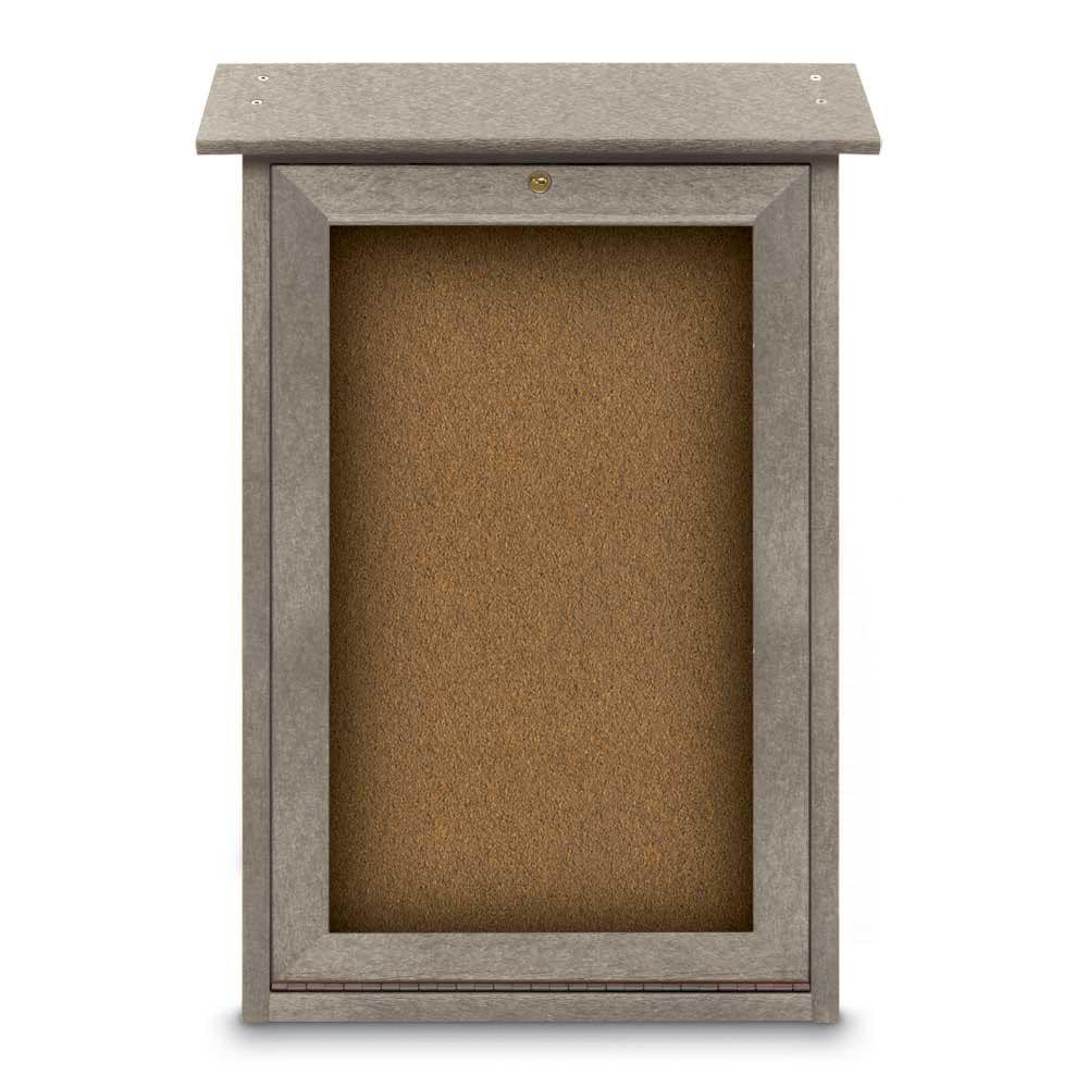 Enclosed Bulletin Board: 18" Wide, 29" High, Cork, Tan