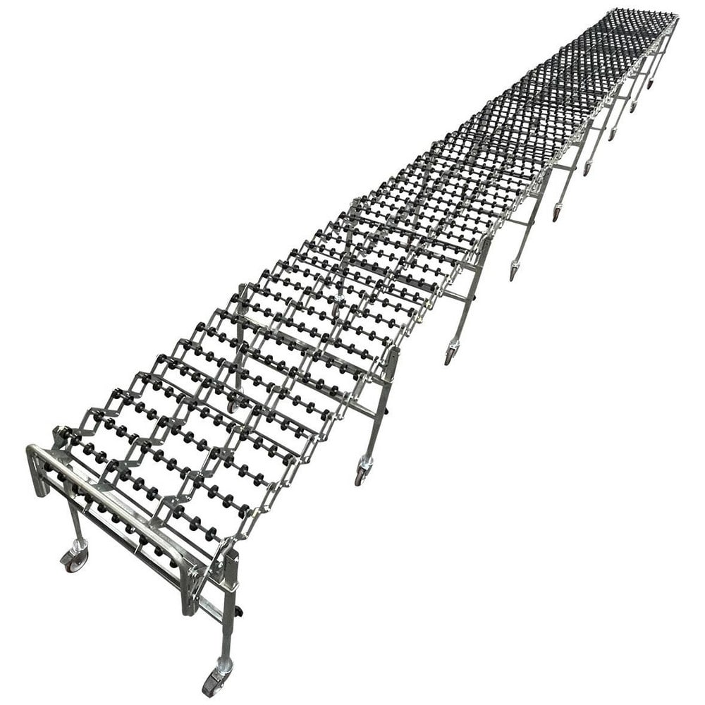 Gravity Conveyors; Conveyor Type: Skate Wheel; Component: Flexible Skate Wheel Conveyor; Telescopic: Yes; Overall Width: 22; Roller Diameter: 1.9000; Minimum Extended Length: 4.2 ft; Maximum Extended Length: 16.8000; Minimum Height (Inch): 28.0000