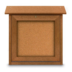 Enclosed Cork Bulletin Board: 18" Wide, 18" High, Cork, Natural Tan