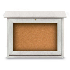 Enclosed Cork Bulletin Board: 24" Wide, 18" High, Cork, Natural Tan