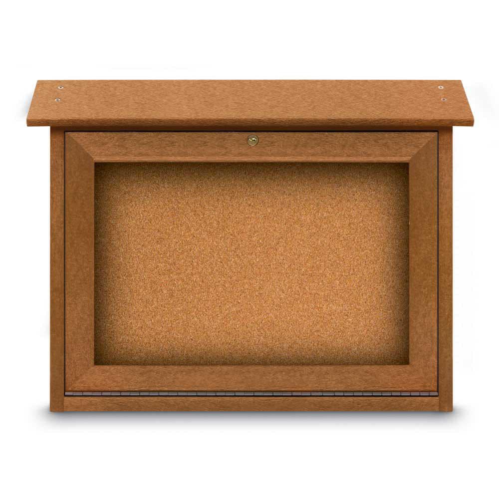 Enclosed Cork Bulletin Board: 24" Wide, 18" High, Cork, Natural Tan