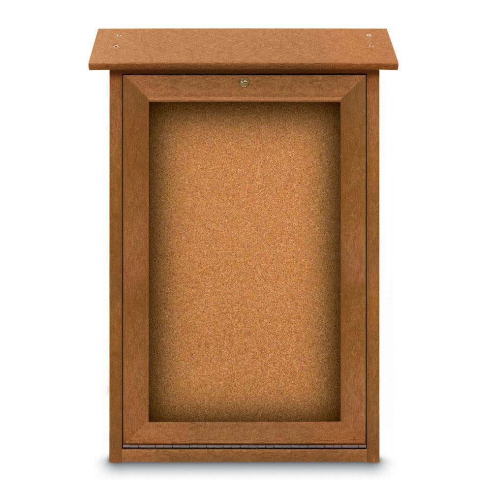 Enclosed Cork Bulletin Board: 18" Wide, 29" High, Cork, Natural Tan