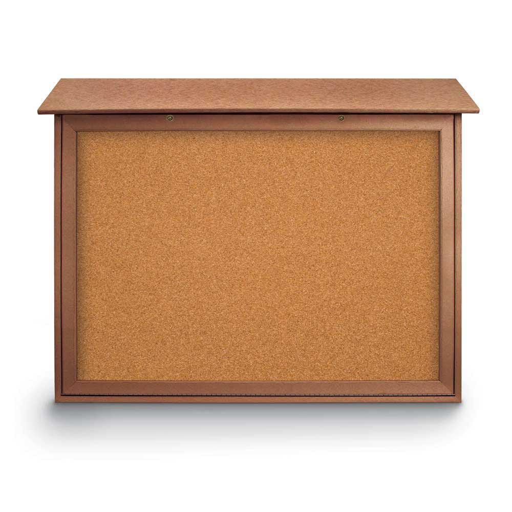 Enclosed Cork Bulletin Board: 45" Wide, 36" High, Cork, Natural Tan