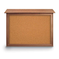 Enclosed Cork Bulletin Board: 45" Wide, 36" High, Cork, Natural Tan