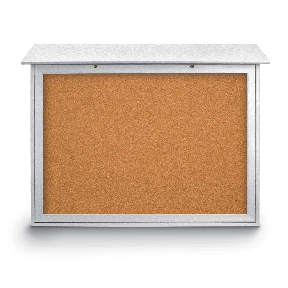 Enclosed Cork Bulletin Board: 45" Wide, 36" High, Cork, Natural Tan