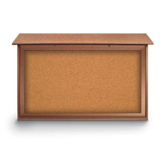 Enclosed Cork Bulletin Board: 45" Wide, 30" High, Cork, Natural Tan