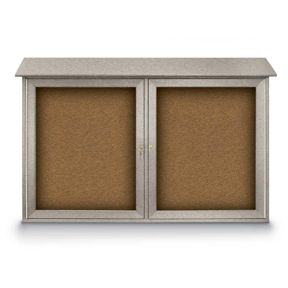 Enclosed Bulletin Board: 45" Wide, 30" High, Cork, Tan