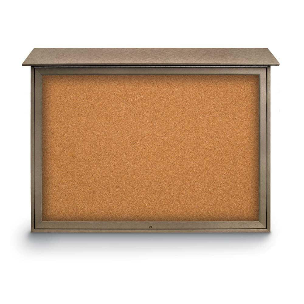 Enclosed Cork Bulletin Board: 52" Wide, 40" High, Cork, Natural Tan