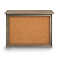 Enclosed Cork Bulletin Board: 45" Wide, 36" High, Cork, Natural Tan