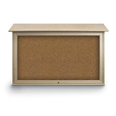 Enclosed Bulletin Board: 45" Wide, 30" High, Cork, Tan