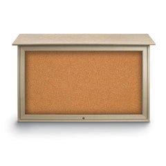 Enclosed Cork Bulletin Board: 45" Wide, 30" High, Cork, Natural Tan