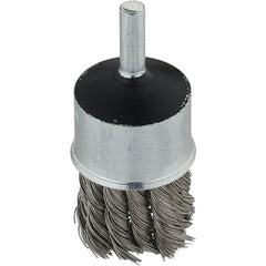 End Brush: 1-1/8" Dia, Stainless Steel, Knotted Wire